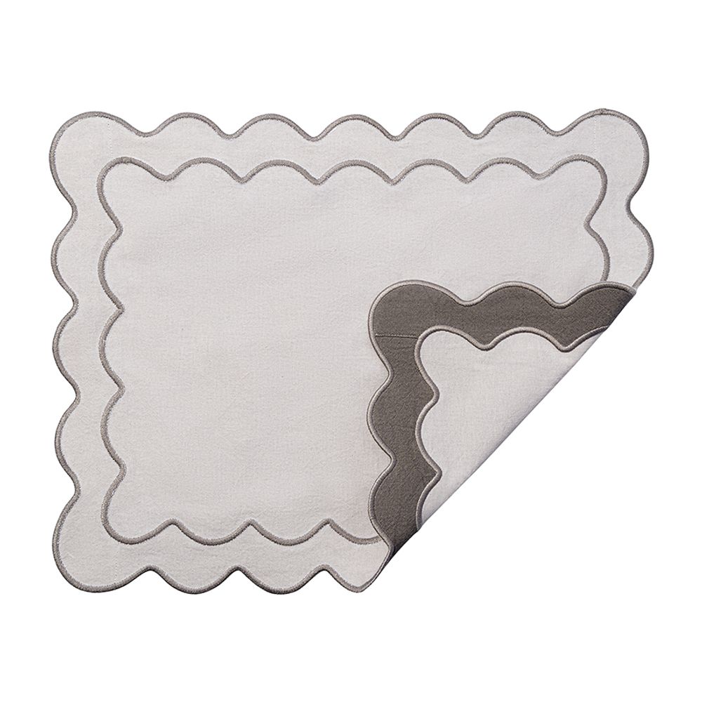 Салфетка под приборы с контрастным кантом серого цвета из коллекции Trendy Ruffles, 35х45 см