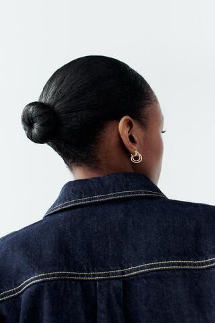 ZARA УКОРОЧЕННАЯ ДЖИНСОВАЯ РУБАШКА Z1975, СИНИЙ
