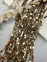 Гематит сердце, светлое золото, 6 мм, нить 40 см