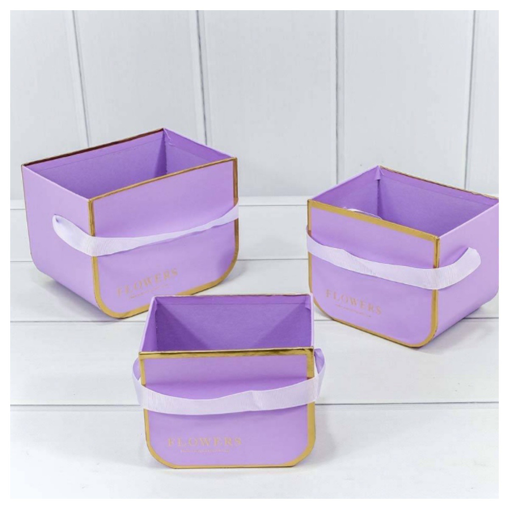Набор из 3-х коробок, цвет - сиреневый
