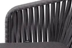 "Бордо" стул плетеный из роупа, каркас алюминий темно-серый (RAL7024) муар, роуп серый 15мм, ткань темно-серая 027