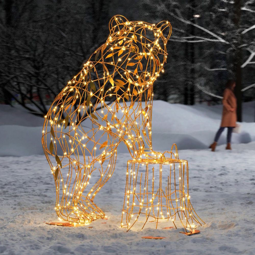 Светодиодная фигура "Медведь у пня"