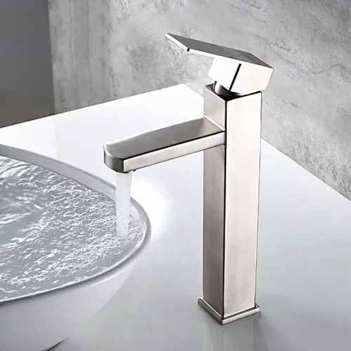 Смеситель для умывальника высокий с гайкой LEDEME L71133 Нержавеющая сталь