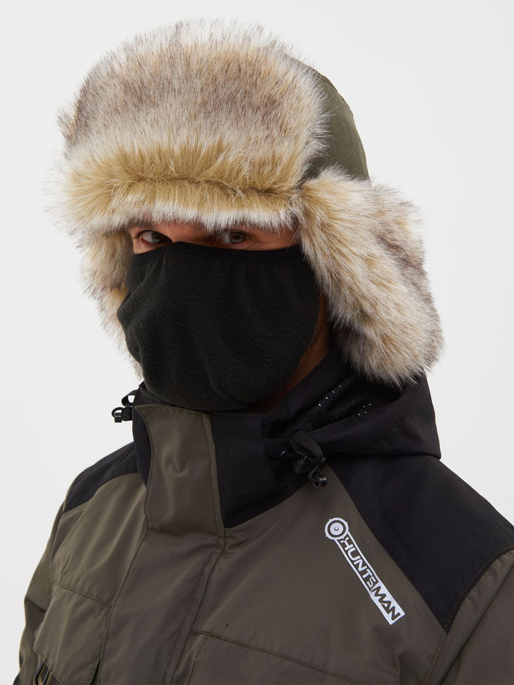 Шапка ушанка зимняя Горка-Люкс ткань Исландия цвет Хаки