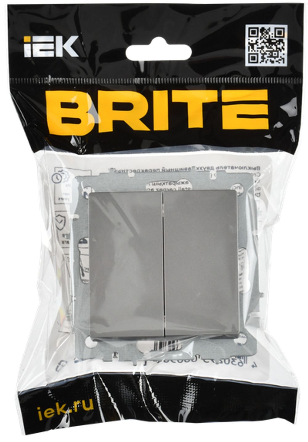 BRITE Выключатель 2-клавишный перекрестный 10А ВС10-2-3-БрС сталь IEK