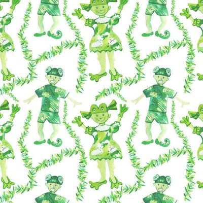 Бесшовный акварельный принт зелёным рождеством