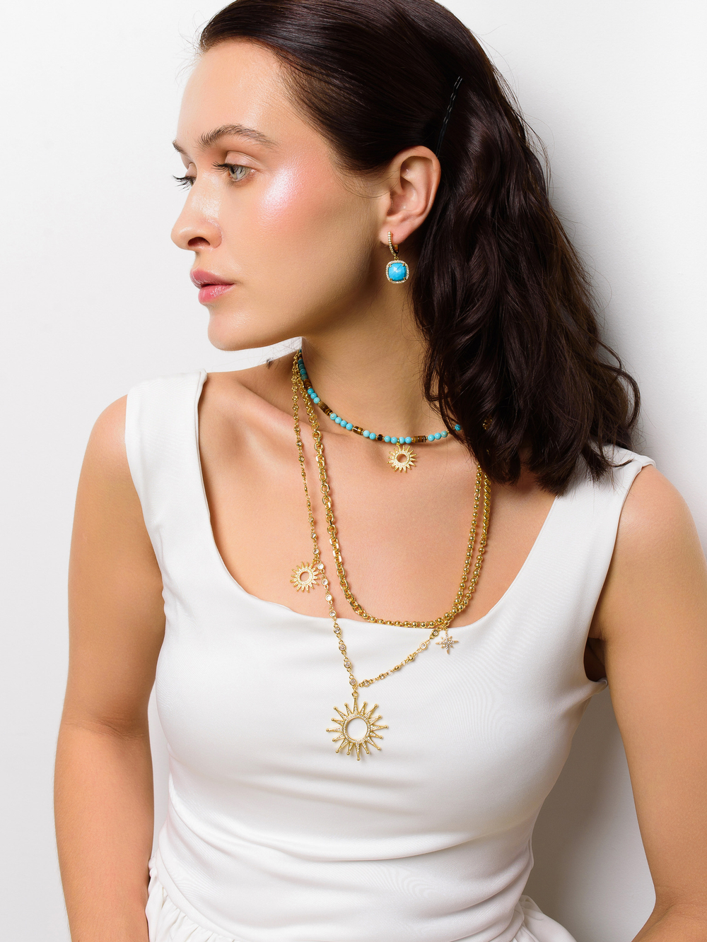 Колье "Sun mix chains" Gold