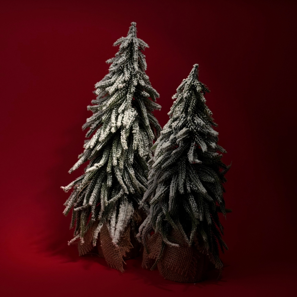 Ель искусственная заснеженная в кашпо 35*20*20см