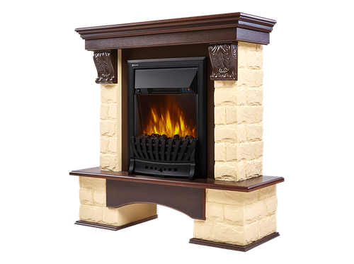 Портал Firelight Forte Classic камень бежевый, шпон темный дуб