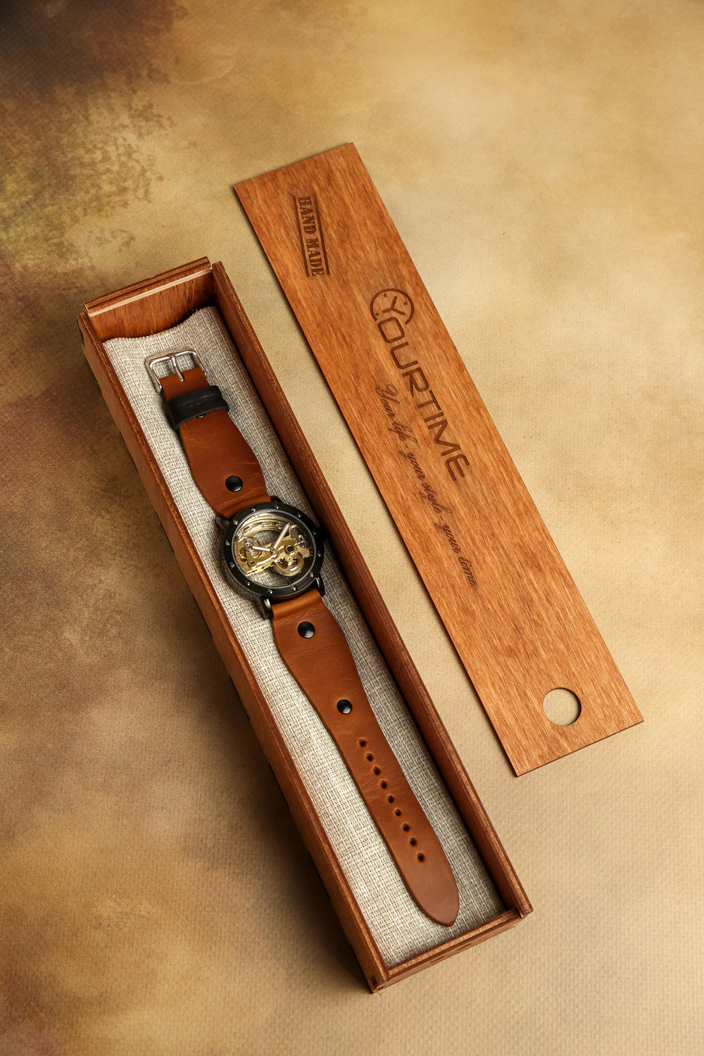 Часы скелетоны механические Power Black Brown YOURTIME