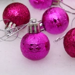 Новогодние шары 3 см (набор 9 шт) «Микс фактур», фуксия