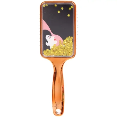 Расческа массажная зеркальная «Animals», принт девушки, микс 4 цвета, 7*23.5см, (блистер Ultramarine)