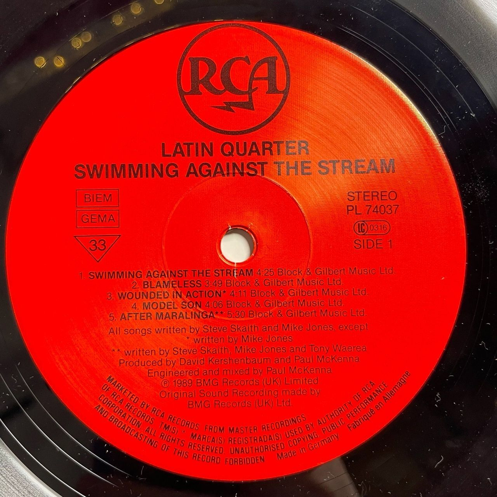 Винтажная виниловая пластинка LP Latin Quarter Swimming Against The Stream (Germany 1989)