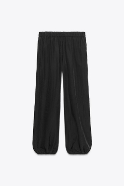 ZARA БРЮКИ-БАГГИ ИЗ СТРУЯЩЕЙСЯ ТКАНИ, ЧЕРНЫЙ