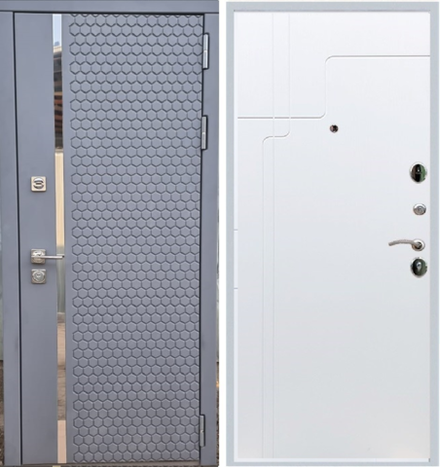 Входная металлическая дверь Рекс 24 Силк Титан / ФЛ-246 Силк сноу (белый матовый, без текстуры)