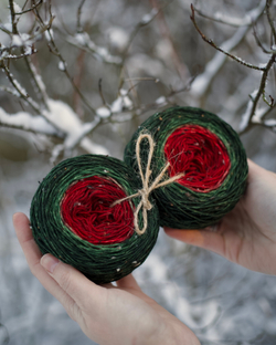 Градиент носочный твид с нейлоном "Рождественский"