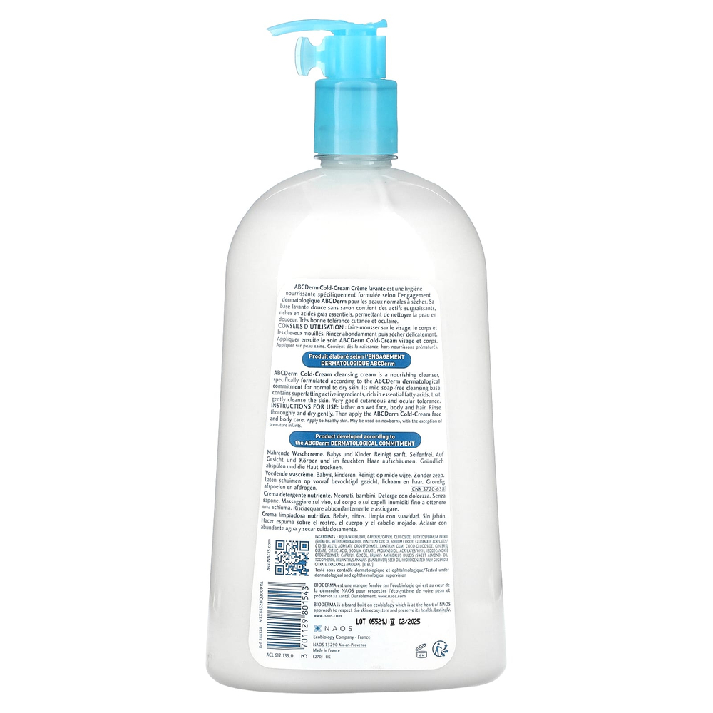 Bioderma, ABC Derm, колд-крем, питательный очищающий крем, 33,80 жидк. унц.