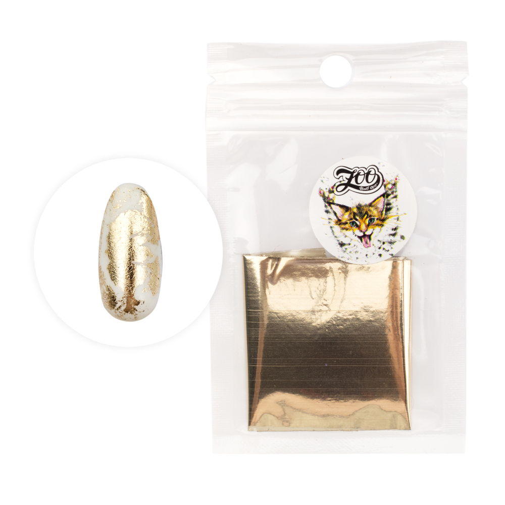 Zoo Фольга переводная Глянцевая 1415 белое золото, 4х50см