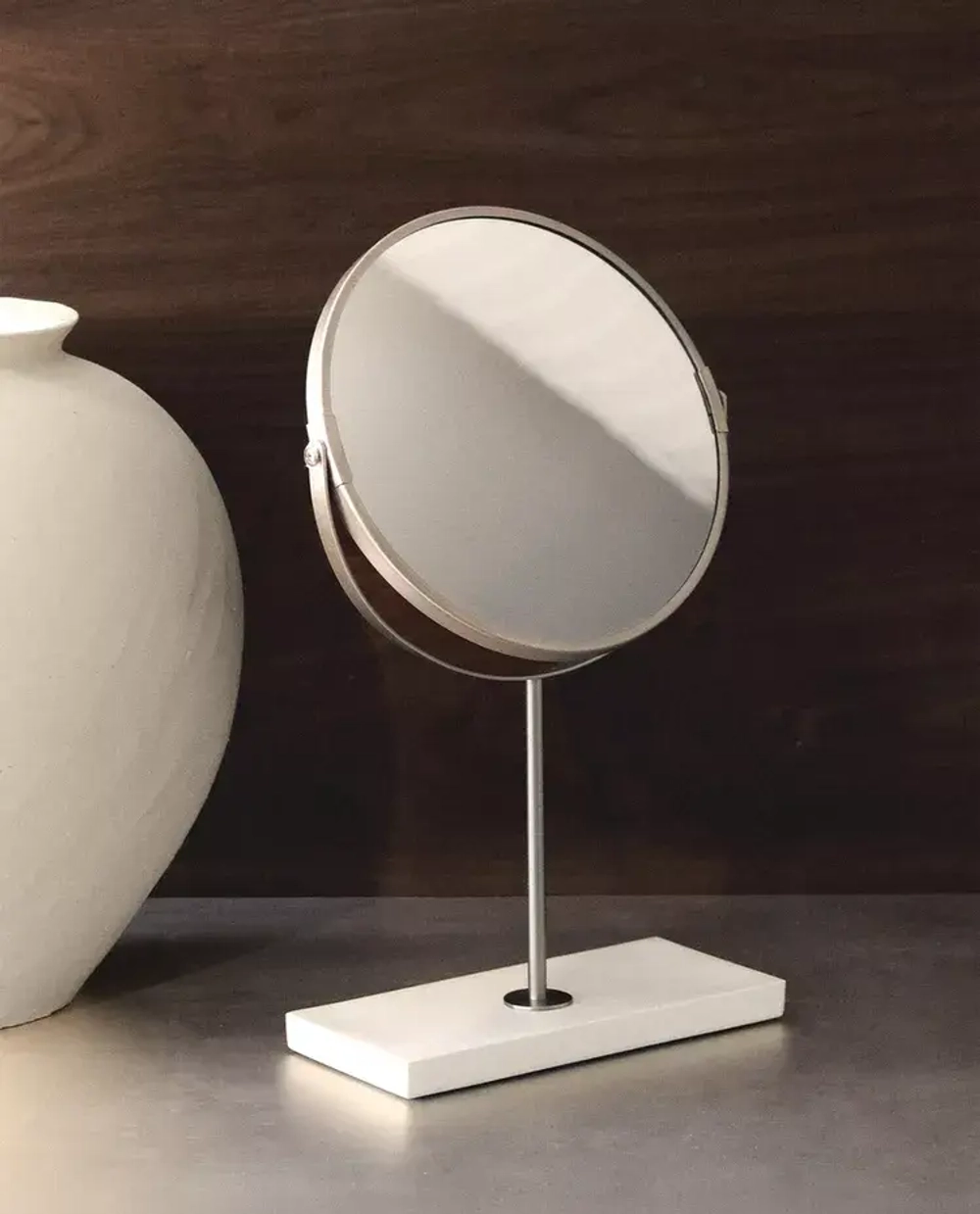 ZARA HOME КРУГЛОЕ ЗЕРКАЛО ИЗ БЕЛОГО МРАМОРА, ЖЕЛТОВАТО-БЕЛЫЙ