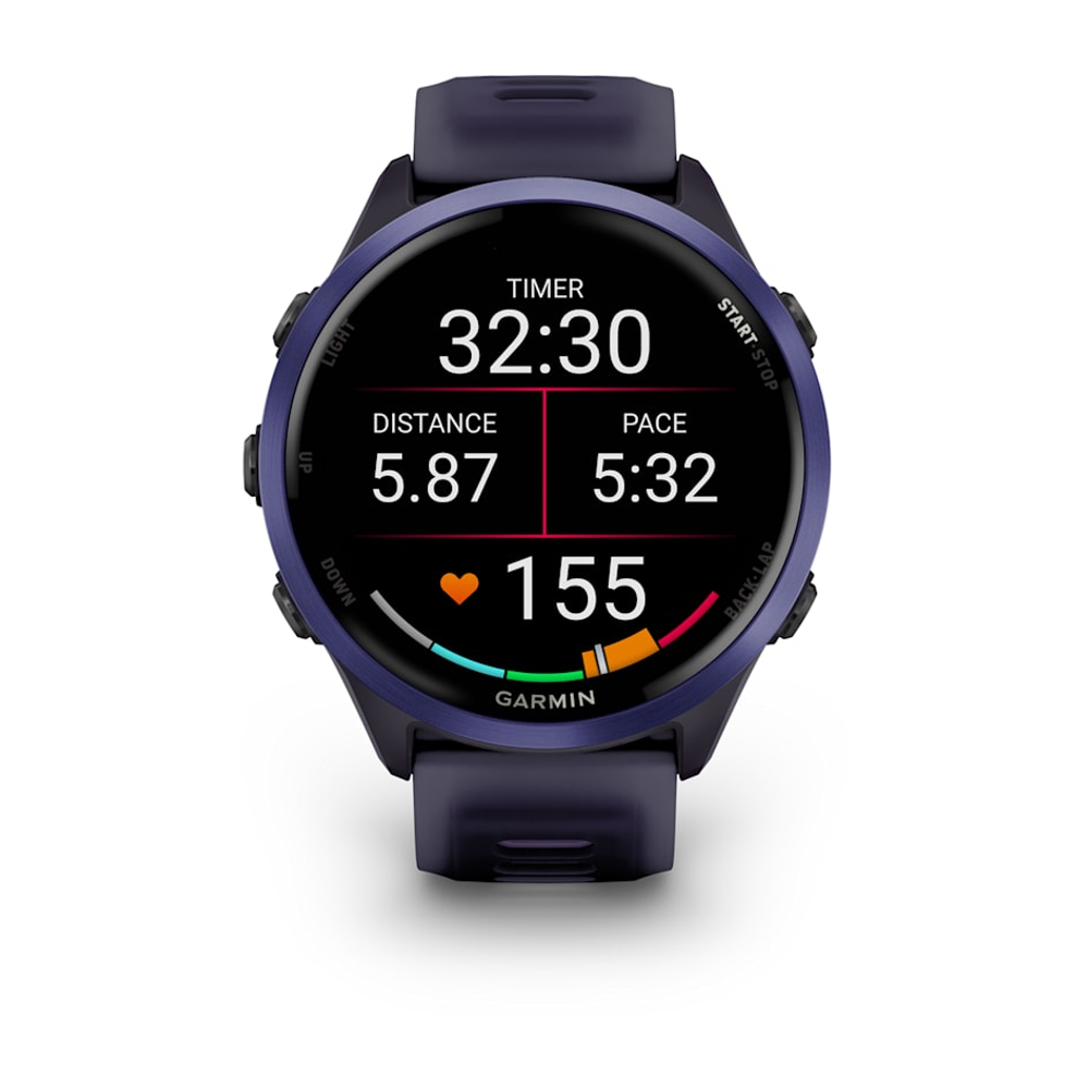 Умные часы Garmin Forerunner 570 - 47мм, темно-серый, алюминиевый безель цвета индиго, пурпурный/индиго ремешок