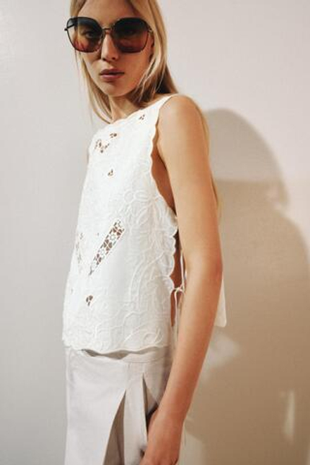 ZARA РУБАШКА С ВЫШИВКОЙ — ZW COLLECTION, БЕЛЫЙ