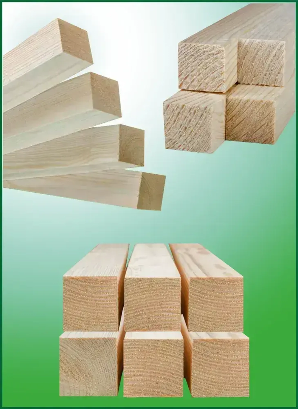 Брусок деревянный 40х40х1000 мм, хвоя, 4 штуки