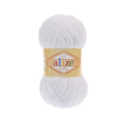 ALIZE "SOFTY" 100% Микрополиэстер, 50 гр., 115 м, Белый