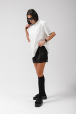 Шорты шелк с кружевом (черный)