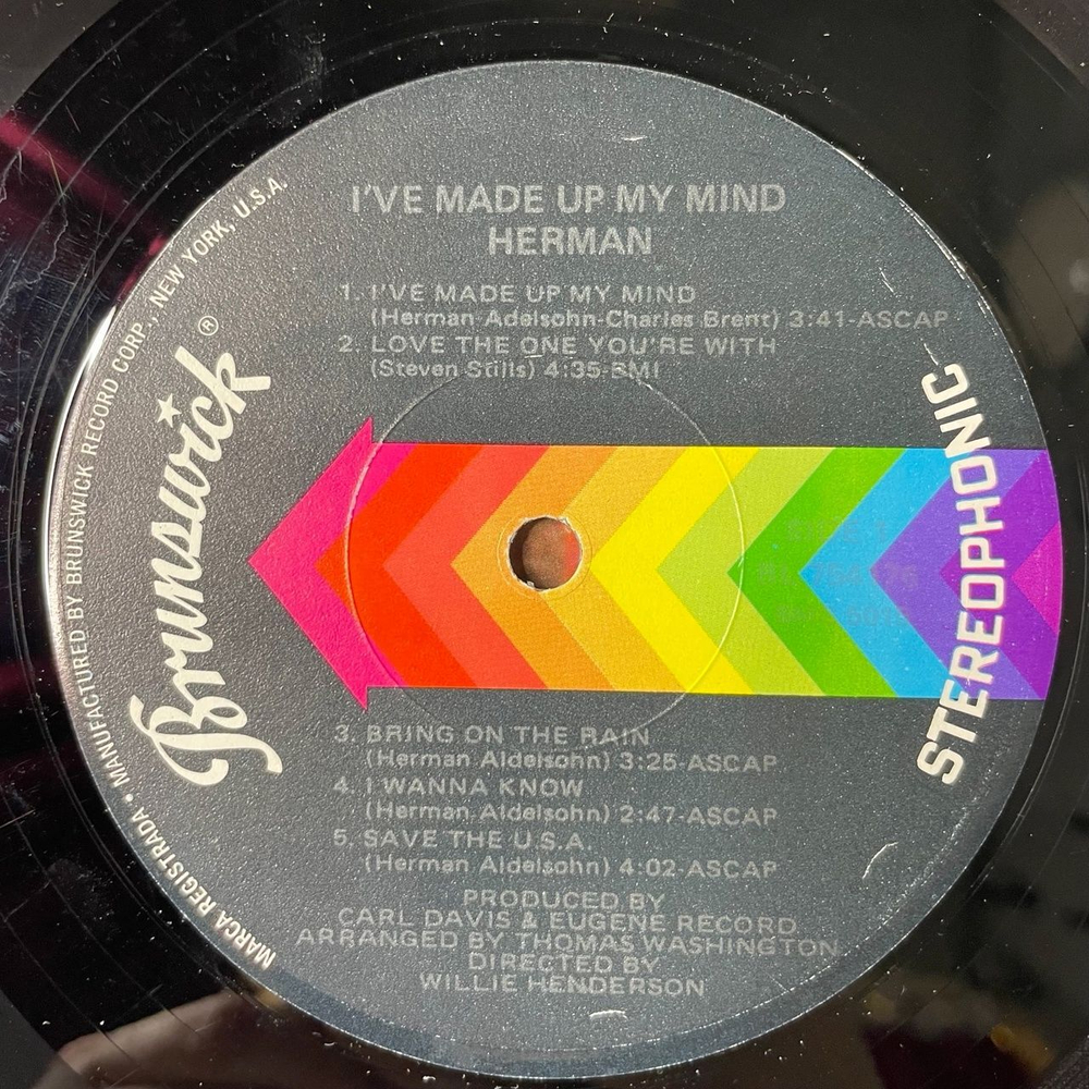 Винтажная виниловая пластинка LP Herman Adelsohn I've Made Up My Mind (USA 1970)