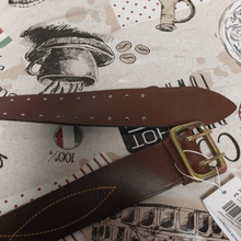 Ремень офицерский из натуральной коричневой кожи с латунной пряжкой