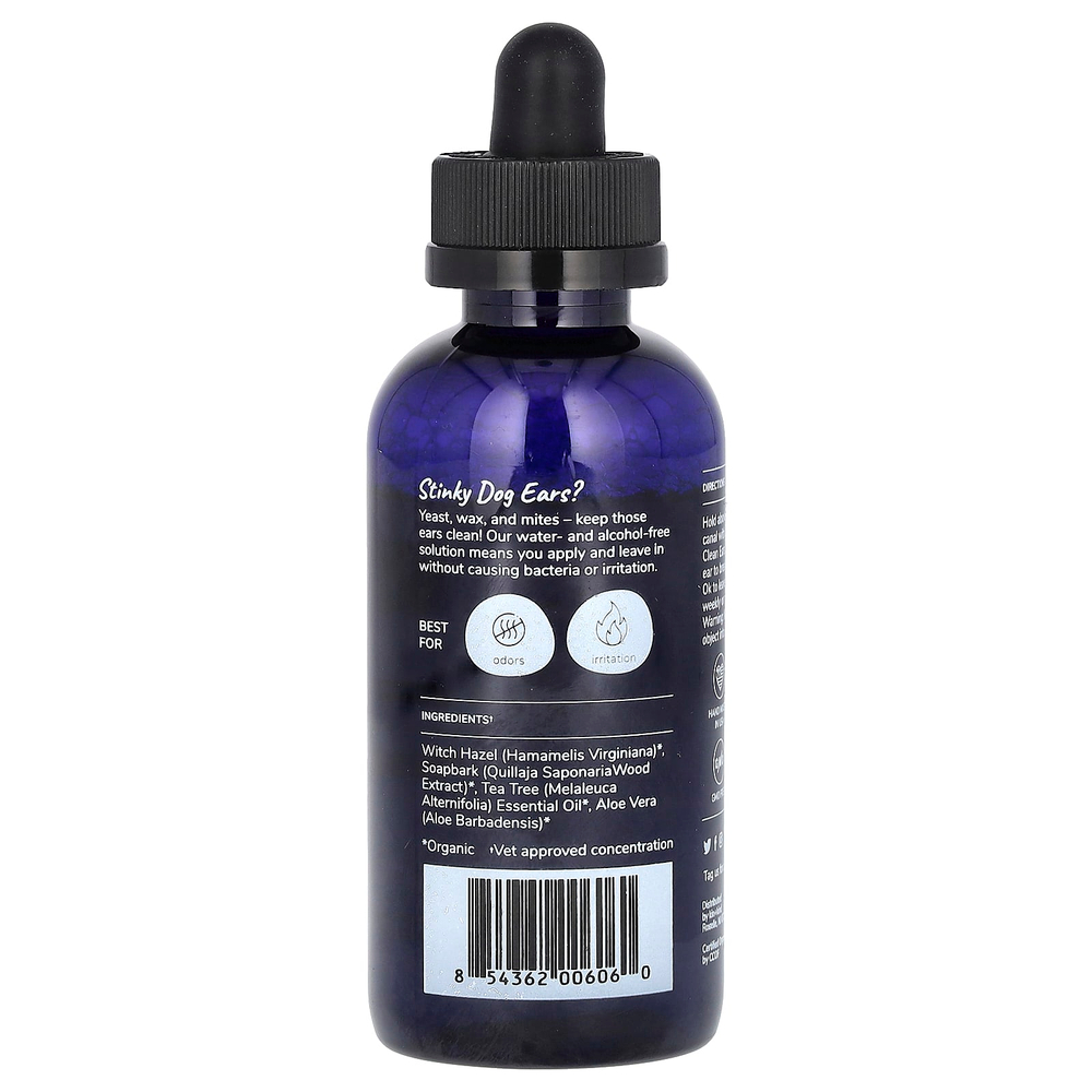 Kin+Kind, Clean Ears, несмываемое средство для ушей, для собак, 118 мл (4 жидк. унции)