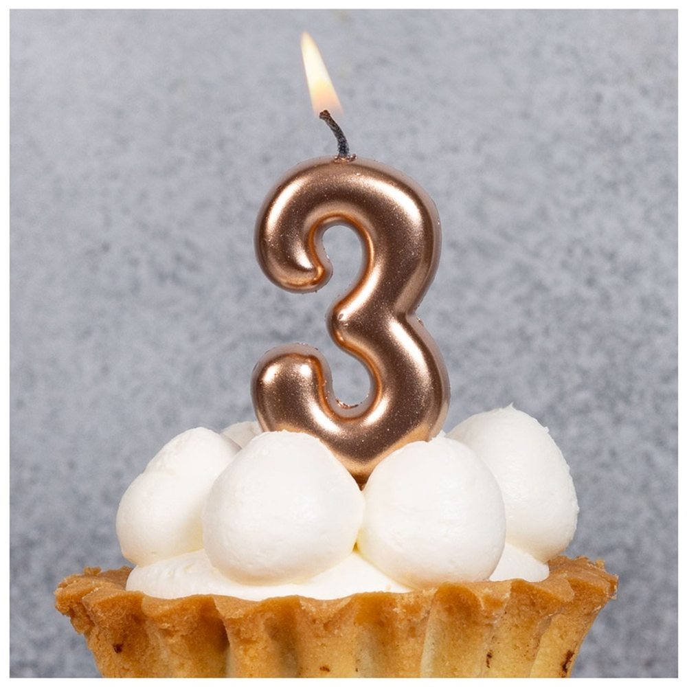 Свечи-цифры Розовое золото 4,5см