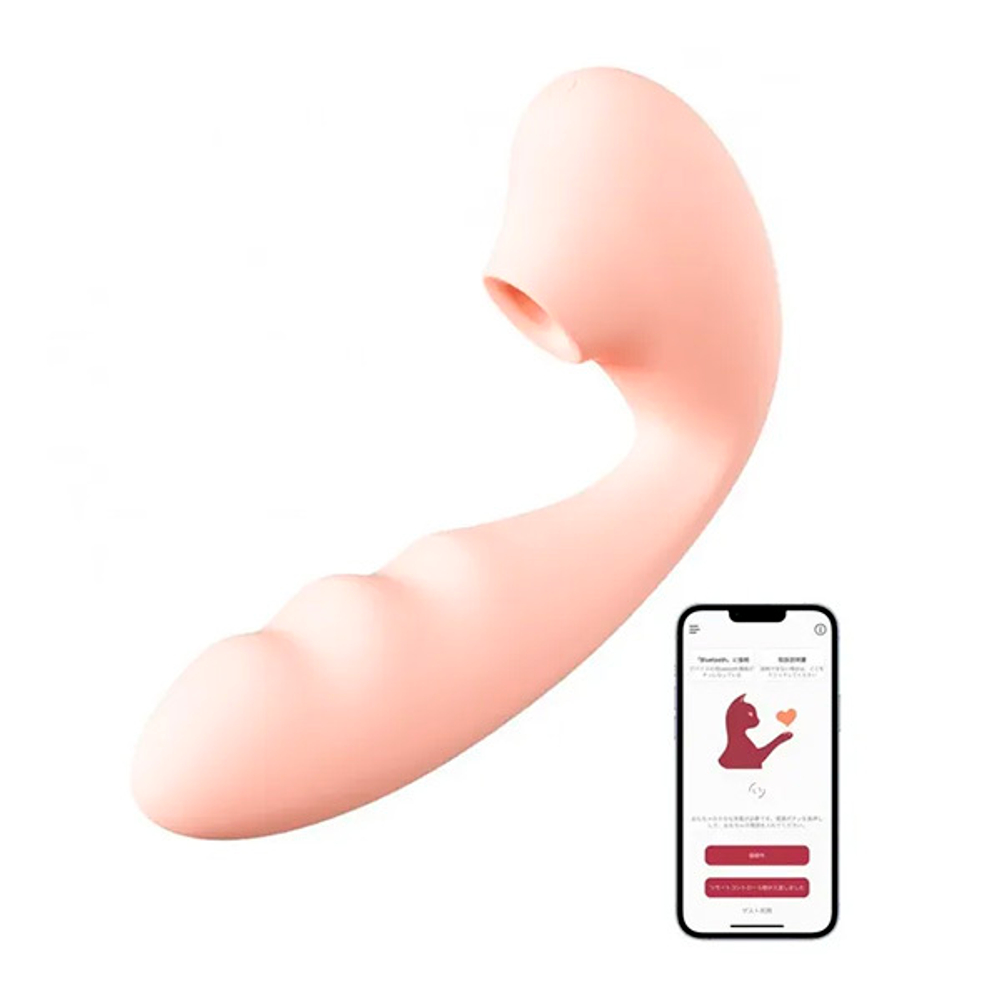 Нежно-розовый вибратор 13,9см с вакуумной стимуляцией и управлением через приложение BeYourLover Tara App Version TX218A
