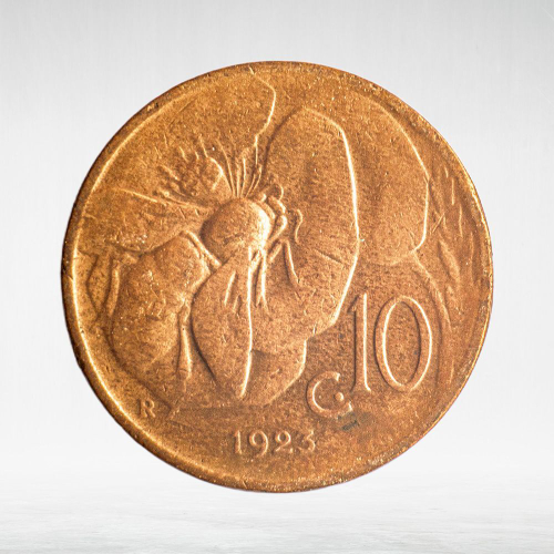 Italy 10 Centesimi 1923 R "Victor Emmanuel III", XF