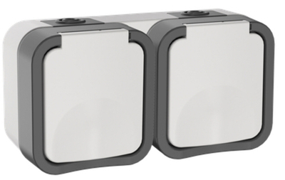 TORS Розетка 2-местная горизонтальная 16А IP55 TS222 серо-белый IEK