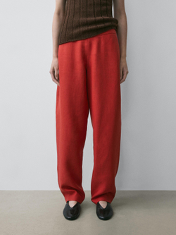 Massimo Dutti Льняные брюки объемного кроя, крсаный