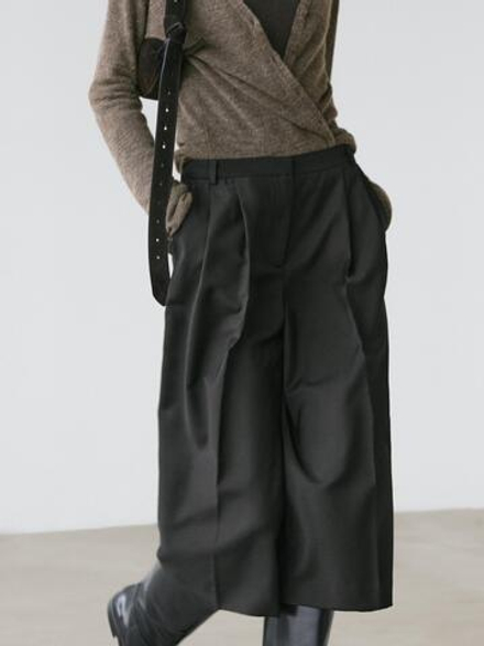 Massimo Dutti Длинные бермуды из 100% шерсти, черный