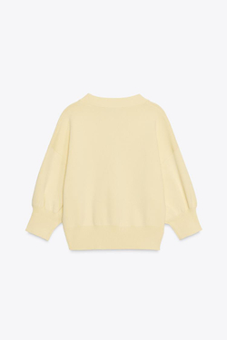 ZARA КАРДИГАН С РУКАВАМИ ТРИ ЧЕТВЕРТИ, ЖЕЛТЫЙ