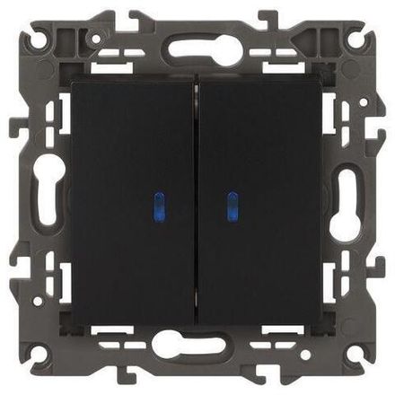 Выключатель 2-кл. СП Elegance 14-1105-05 10А IP20 250В 10AX с подсветкой механизм антрацит Эра Б0034241