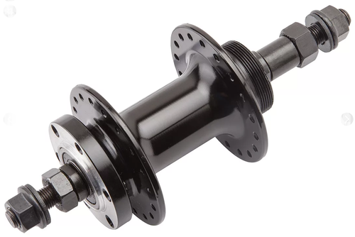 Втулка WZ задняя, алюминиевая, под диск 6 болтов, под трещотку, на гайках, 32 отверстия, ось 3/8''х135x175мм, черная (25)