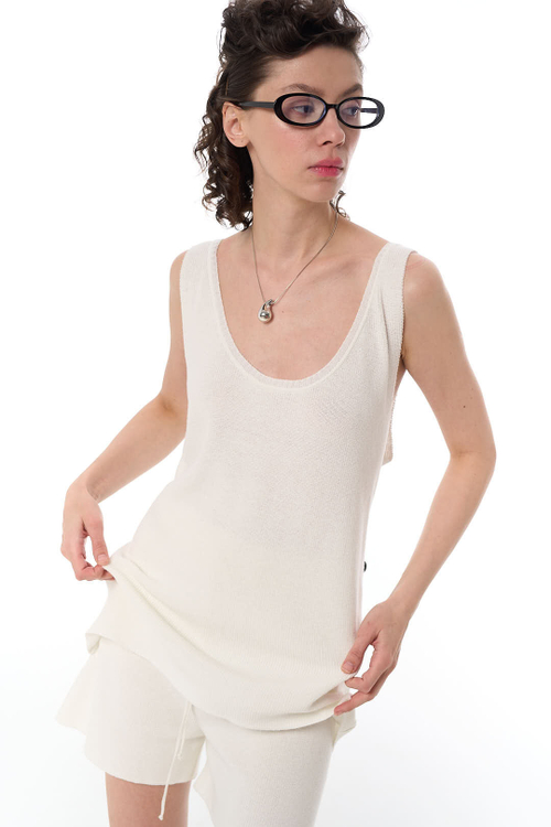 Платье-майка вязаное, хлопок, голубой