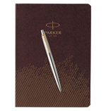 Подарочный набор: Шариковая ручка Parker Jotter Essential, St. Steel GT и Ежедневник  недатированный, коричневый