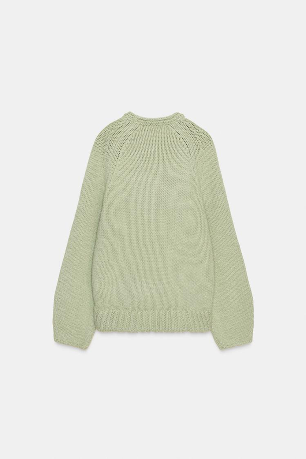 ZARA ТРИКОТАЖНЫЙ СВИТЕР С АСИММЕТРИЧНЫМ НИЗОМ, ЦВЕТ МОРСКОЙ ВОЛНЫ