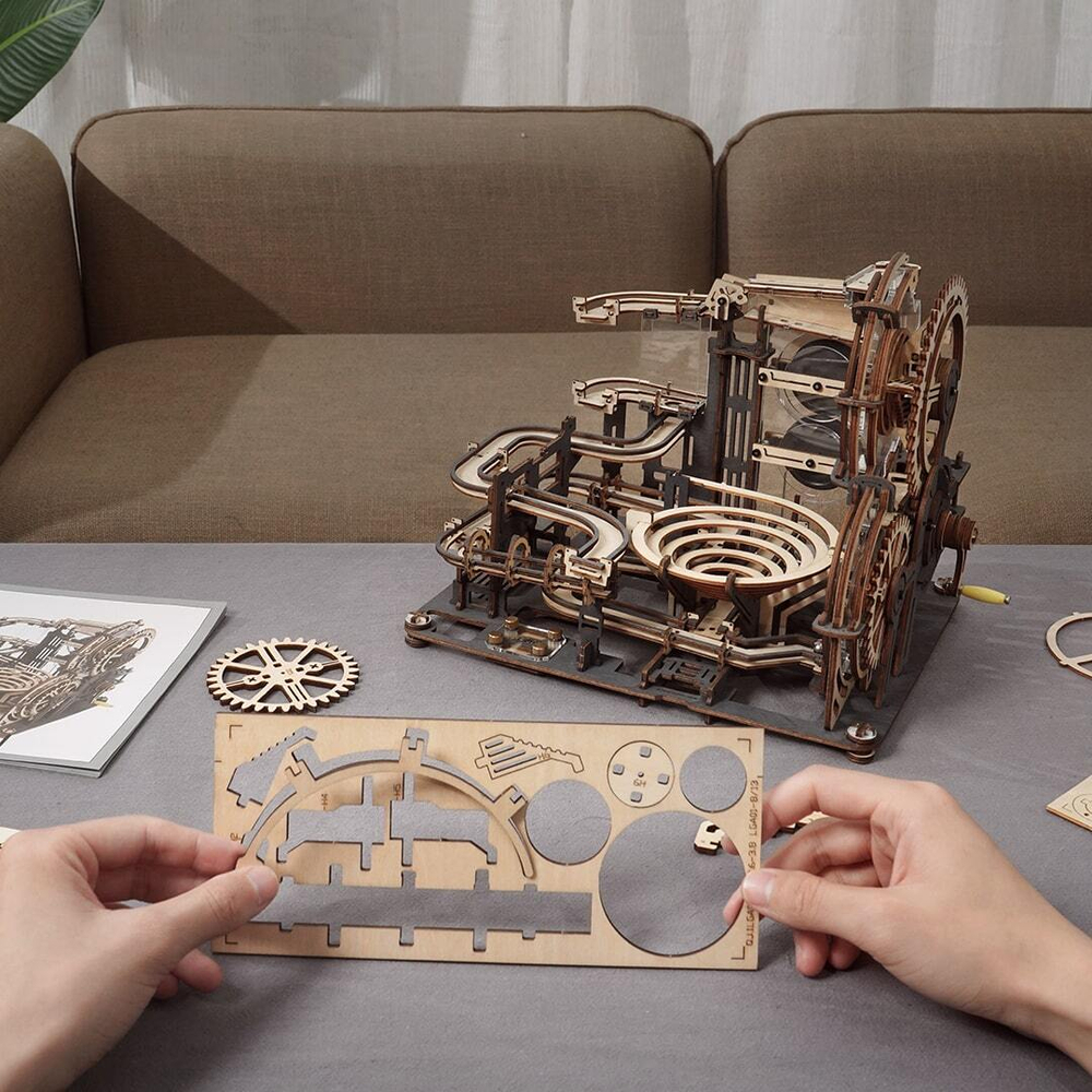 Марбл-трасса ночной город LGA01 от ROKR - Деревянный конструктор, сборная механическая модель, 3D пазл, трасса для шариков