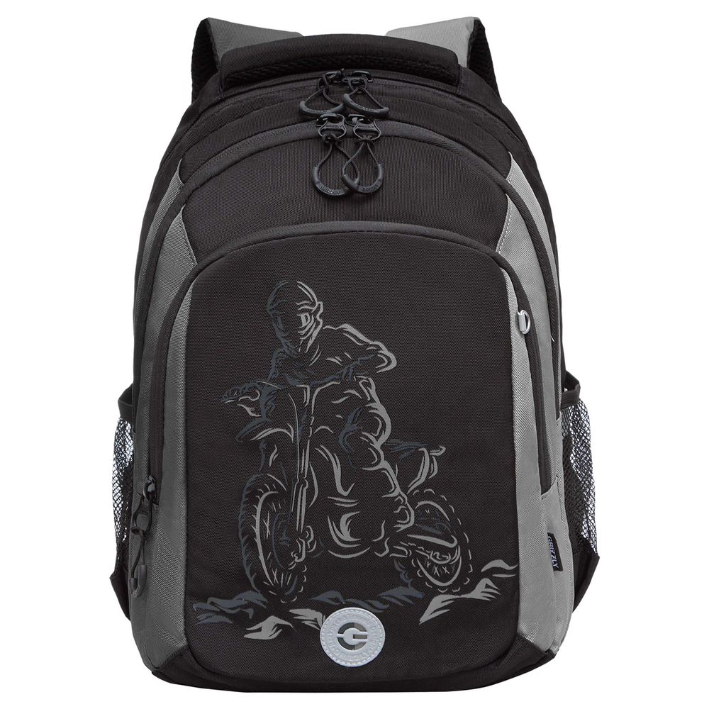 Рюкзак Grizzly, 27*40*20см, 3 отделения, 2 кармана, анатомическая спинка, черный-серый