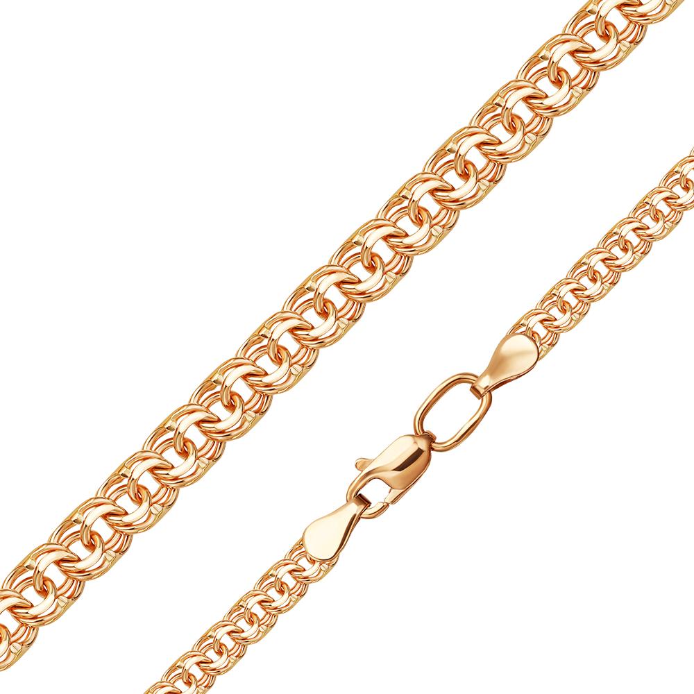 Цепь из красного золота с алмазной гранью (плетение «Бисмарк»)