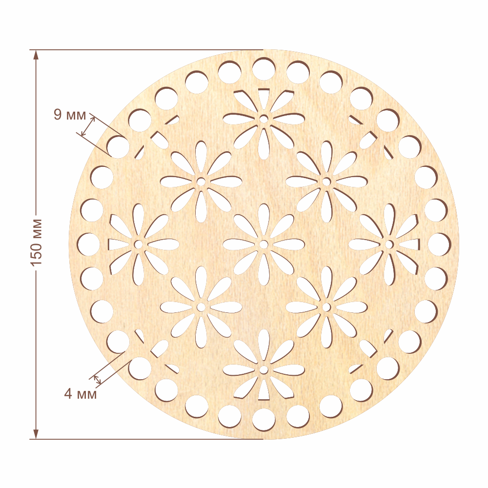 Резное донышко для корзины D=15 см, №04