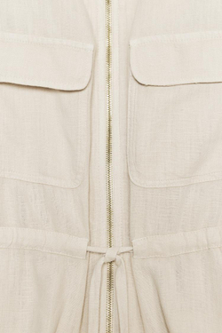 ZARA РУБАШКА САФАРИ ИЗ ЛЬНА, ПЕСОЧНЫЙ