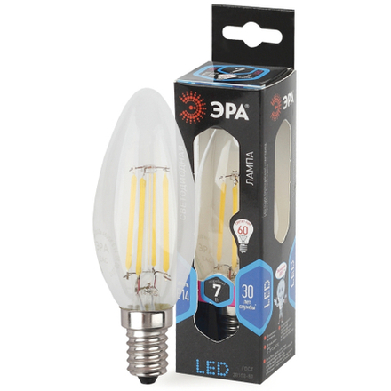Лампа светодиодная ЭРА F-LED B35-7W-840-E14 7Вт филамент свеча нейтральный белый свет Е14