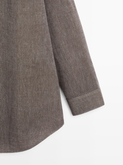 Massimo Dutti Рубашка из струящегося смесового льна с пуговицами, кротово-коричневый
